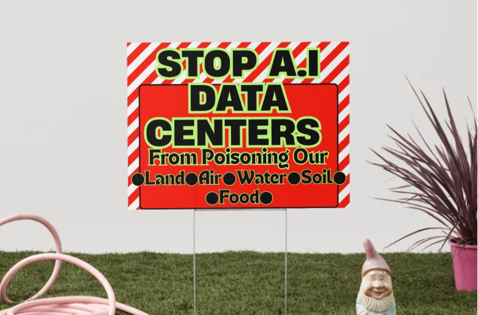 Yard Signs Stop A.I Data Centers from Poisoning Our Land•Air•Water•Soil•Food